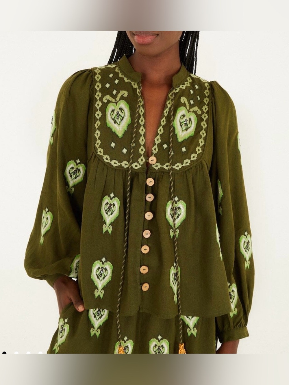 Farm Rio Embroidered Linen Top - XL - Picture 5 of 6